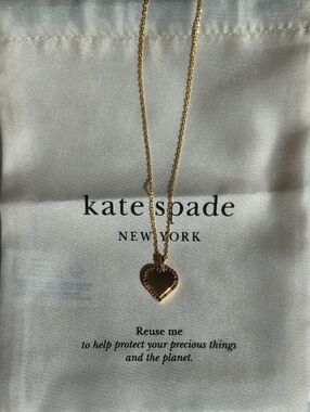 Kate Spade Gold Heart Pendant Necklace with Multicolor Crystal Border
